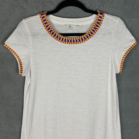 Boden Dress Womens 4R White Sena Embroidered Jersey Mini Stretch Resort Beach - Picture 2 of 13